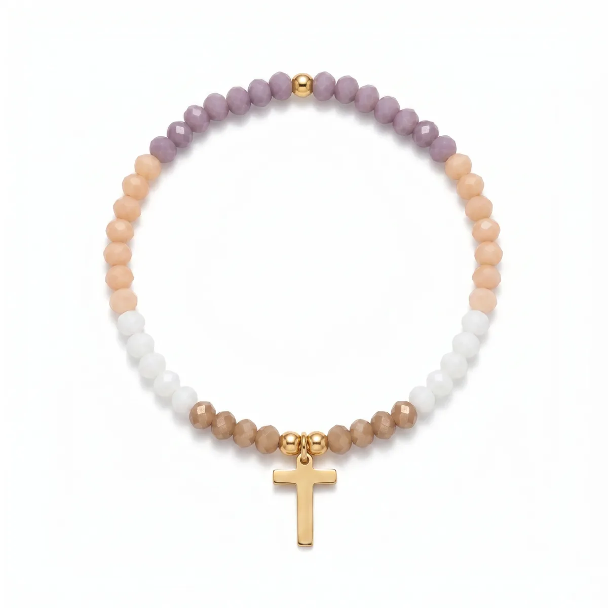 Pulsera de cuentas con cruz dorada