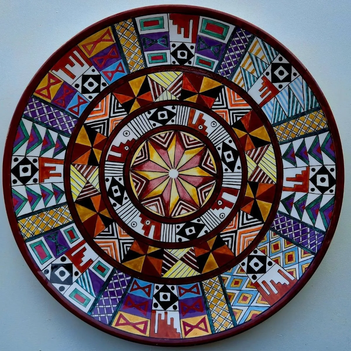 Plato artesanal mexicano decorativo pintado a mano